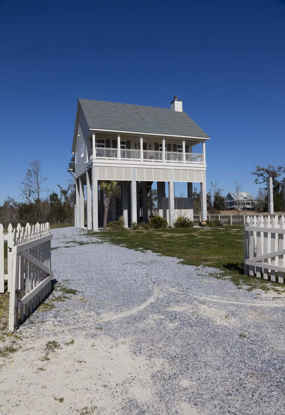 Raised coastal home along the Gulf of Mexico in Bay St. Louis